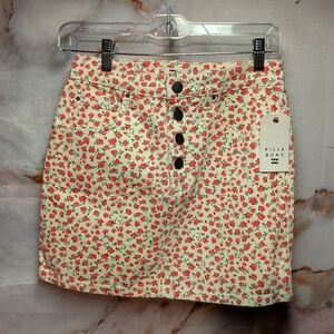 NWT Billabong Floral Denim Mini Skirt
